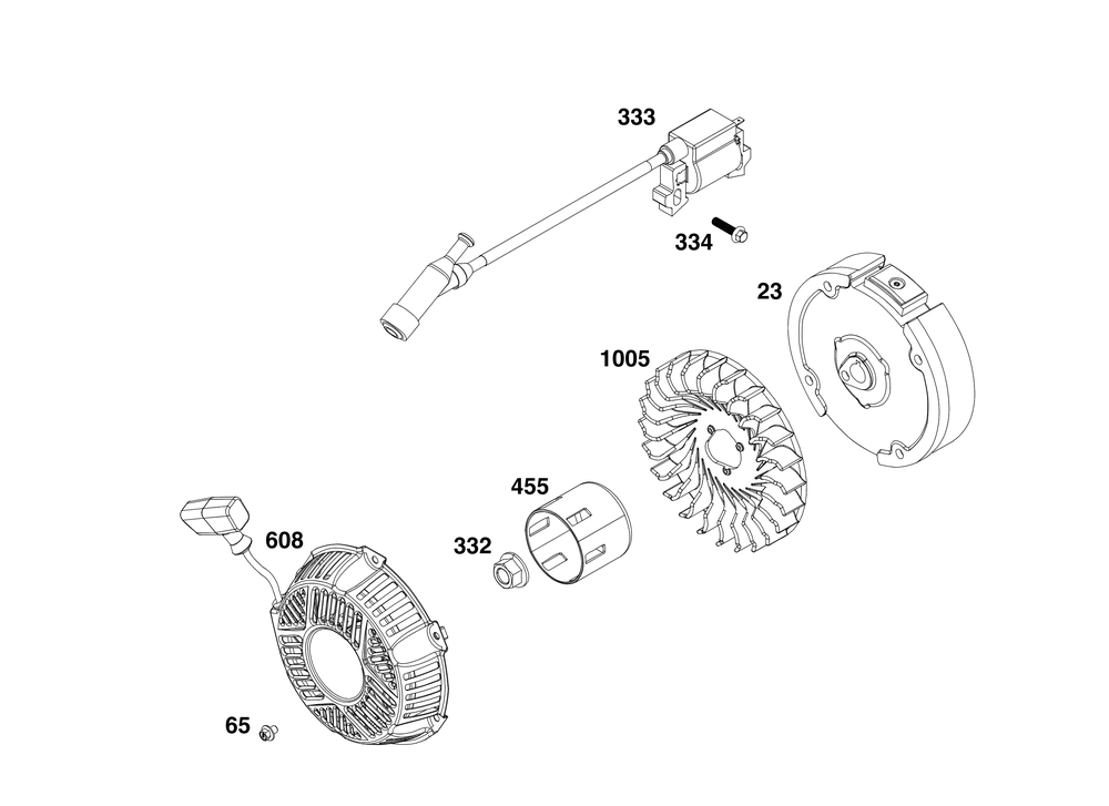 Flywheel, Ignition, And Starter Group Diagram and Parts List for 130G32-0184-F1 100000 - 19Z999 Briggs and Stratton Engine